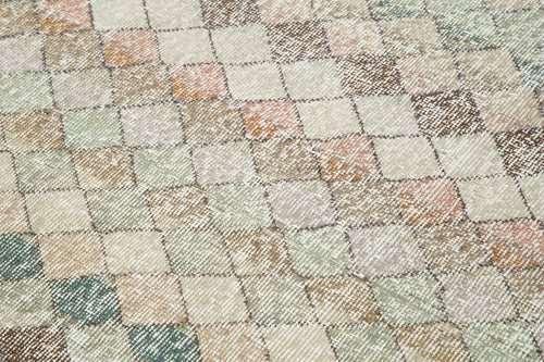 Handmade Area Rug – Checkered Kilim Turkish Wool Carpet 4'7"x7'2" Durable Cotton Rug