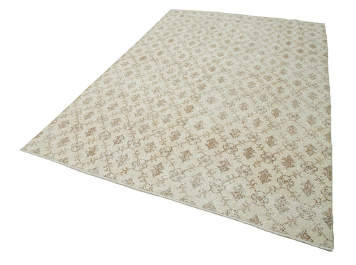 Checkered Kilim Beige Cotton Wool Handmade Area Rug 6'5'' x 10'2''