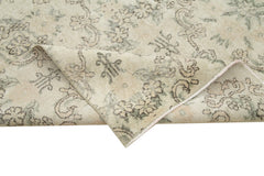 Handmade Area Rug - Checkered Kilim Beige Cotton Wool Rug 5'8"x9'0" Flat Weave Durable