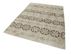 Checkered Kilim Beige Cotton Wool Handmade Area Rug 5'7'' x 7'10''
