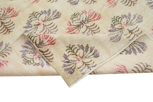 Handmade Area Rug - Checkered Kilim Yellow Cotton Wool 5'8''x8'6'' Vintage Carpet