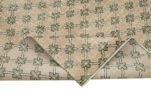 Handmade Area Rug – Checkered Kilim Beige Cotton Wool Rug 5'2'' x 8'9''