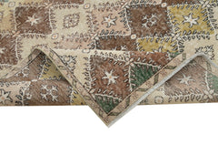 Checkered Kilim White Cotton Wool Handmade Area Rug 5'6'' x 9'1''