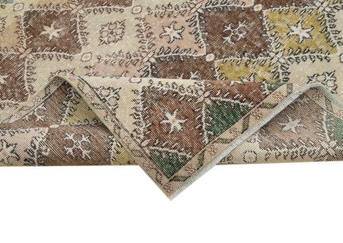 Checkered Kilim White Cotton Wool Handmade Area Rug 5'6'' x 9'1''