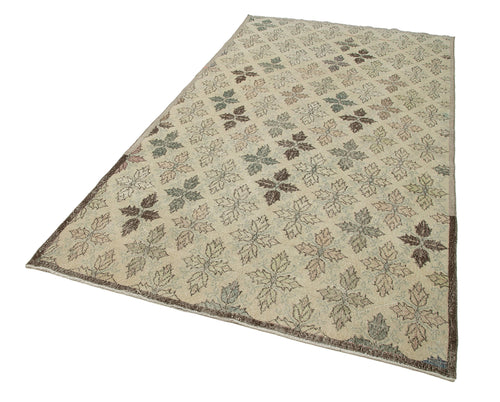 Checkered Kilim Beige Cotton Wool Handmade Area Rug 5'1'' x 10'2''