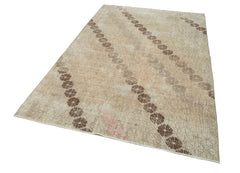 Handmade Area Rug | Checkered Kilim Beige Cotton Wool Durable Woven Carpet 5'5"x8'4"