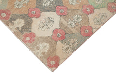 Checkered Kilim White Cotton Wool Handmade Area Rug 4'5'' x 8'11''