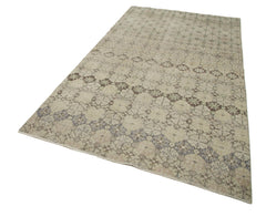 Checkered Kilim Beige Cotton Wool Handmade Area Rug 5'4'' x 9'5''