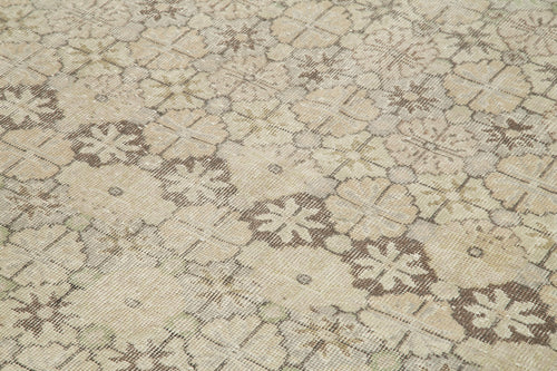 Checkered Kilim Beige Cotton Wool Handmade Area Rug 5'4'' x 9'5''