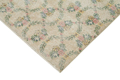 Handmade Area Rug - Checkered Kilim Beige Cotton Wool Woven Rug 5'5''x8'6''