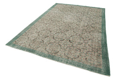Handmade Area Rug - Beige Checkered Kilim Cotton Wool, Soft Textured Durable Carpet 6'11''x10'1''