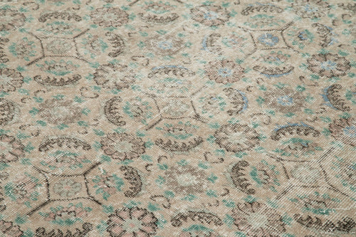 Handmade Area Rug - Beige Checkered Kilim Cotton Wool, Soft Textured Durable Carpet 6'11''x10'1''