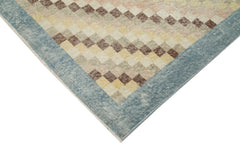 Handmade Area Rug – Checkered Kilim Beige Cotton Wool Vintage Carpet 4'8'' x 8'7''