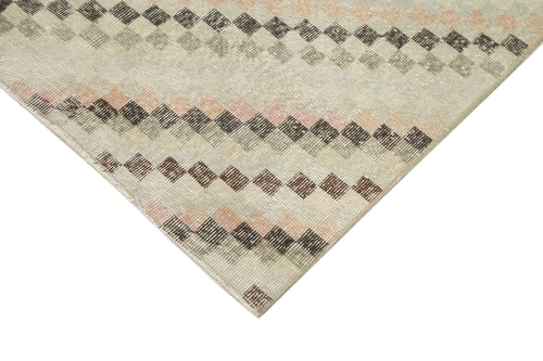 Checkered Kilim Beige Cotton Wool Handmade Area Rug 5'5'' x 9'8''