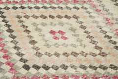 Checkered Kilim Beige Cotton Wool Handmade Area Rug 5'5'' x 9'8''