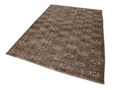 Handmade Area Rug - Checkered Kilim Brown Wool Cotton Rug 5'3" x 7'9"