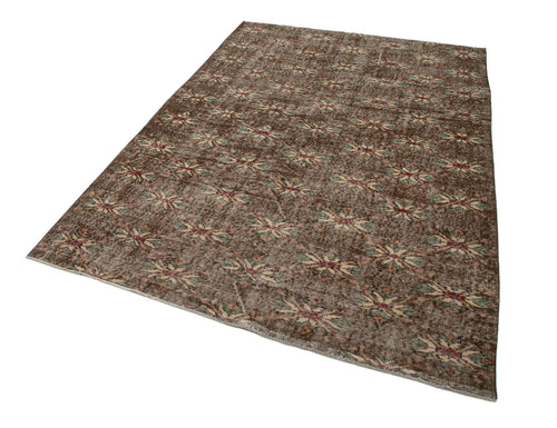 Handmade Area Rug - Checkered Kilim Brown Wool Cotton Rug 5'3" x 7'9"