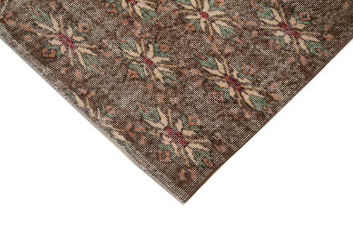 Handmade Area Rug - Checkered Kilim Brown Wool Cotton Rug 5'3" x 7'9"