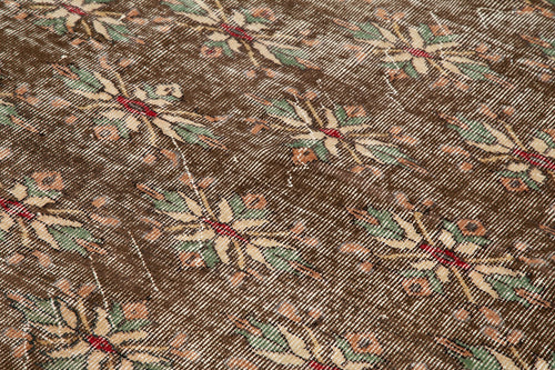 Handmade Area Rug - Checkered Kilim Brown Wool Cotton Rug 5'3" x 7'9"