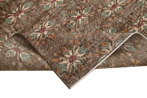 Handmade Area Rug - Checkered Kilim Brown Wool Cotton Rug 5'3" x 7'9"