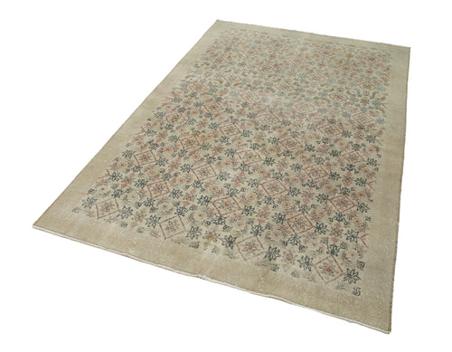 Handmade Area Rug - Checkered Kilim Turkish Wool Carpet 4'8''x7'9'' Beige Cotton