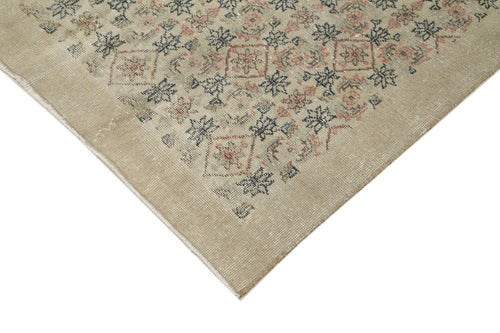 Handmade Area Rug - Checkered Kilim Turkish Wool Carpet 4'8''x7'9'' Beige Cotton