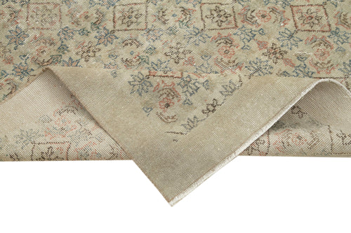 Handmade Area Rug - Checkered Kilim Turkish Wool Carpet 4'8''x7'9'' Beige Cotton