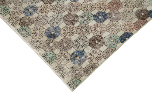 Handmade Area Rug - Checkered Kilim Cotton Wool 4'4''x8'6'' Vintage Turkish Carpet