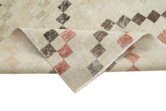 Handmade Area Rug - Checkered Kilim Beige Cotton Wool Rug 5'3''x9'1'' Durable Flat Weave