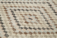 Handmade Area Rug - Checkered Kilim Beige Cotton Wool Flat Weave Design 5'4''x9'10''