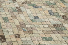 Checkered Kilim White Cotton Wool Handmade Area Rug 5'4'' x 9'2''