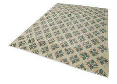 Checkered Kilim Beige Cotton Wool Handmade Area Rug 6'7'' x 9'8''