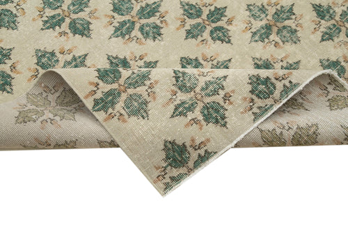 Checkered Kilim Beige Cotton Wool Handmade Area Rug 6'7'' x 9'8''