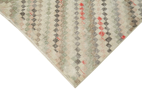 Checkered Kilim Beige Cotton Wool Handmade Area Rug 5'2'' x 8'7''