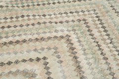 Checkered Kilim Beige Cotton Wool Handmade Area Rug 5'2'' x 8'7''