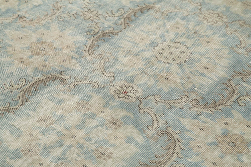 Checkered Kilim Blue Cotton Wool Handmade Area Rug 5'6'' x 9'3''