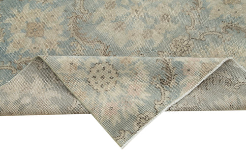 Checkered Kilim Blue Cotton Wool Handmade Area Rug 5'6'' x 9'3''