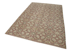 Handmade Area Rug - Checkered Kilim Red Cotton Wool Carpet 5'5'' x 8'8''