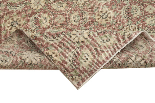 Handmade Area Rug - Checkered Kilim Red Cotton Wool Carpet 5'5'' x 8'8''