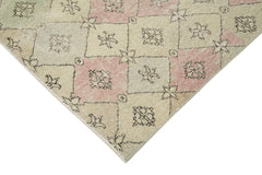 Checkered Kilim White Cotton Wool Handmade Area Rug 5'0'' x 8'6''