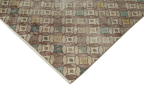 Checkered Kilim White Cotton Wool Handmade Area Rug 6'3'' x 8'5''