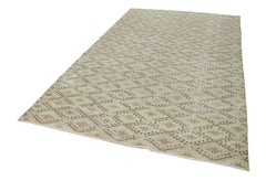 Checkered Kilim Beige Cotton Wool Handmade Area Rug 6'0'' x 10'0''