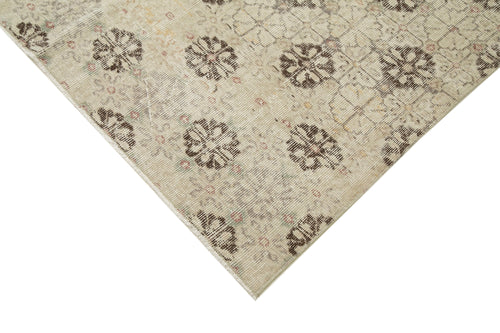 Handmade Area Rug – Checkered Kilim Rug Beige Cotton Wool Vintage Carpet 5'2"x10'8"