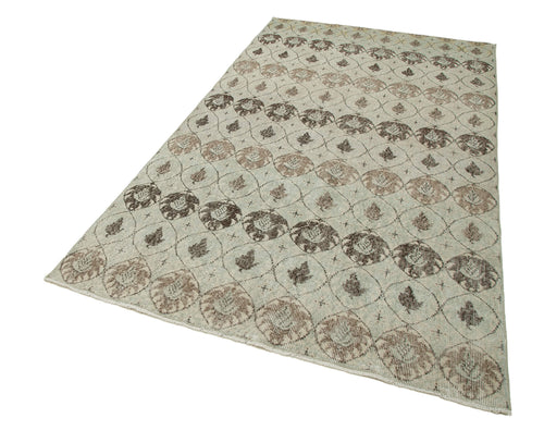 Checkered Kilim Beige Cotton Wool Handmade Area Rug 4'9'' x 8'0''