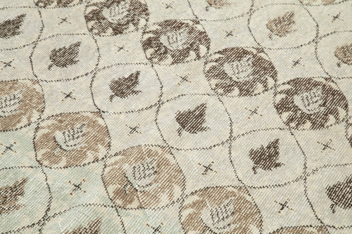 Checkered Kilim Beige Cotton Wool Handmade Area Rug 4'9'' x 8'0''