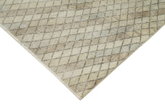 Handmade Area Rug – Checkered Kilim Flat Weave Cotton Wool Beige Carpet 4'9" x 8'6"