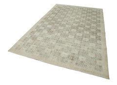 Checkered Kilim Beige Cotton Wool Handmade Area Rug 6'2'' x 10'2''