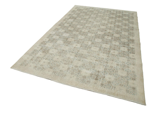 Checkered Kilim Beige Cotton Wool Handmade Area Rug 6'2'' x 10'2''