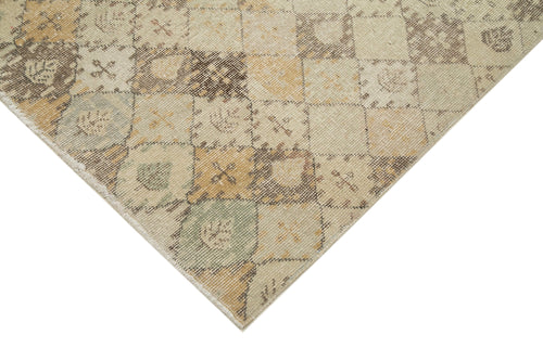 Handmade Area Rug - Checkered Kilim Beige Cotton Wool 5'1'' x 9'6'' Flat Weave