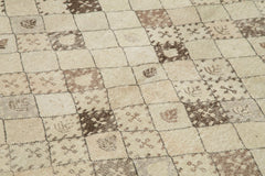 Handmade Area Rug - Checkered Kilim Beige Cotton Wool 5'1'' x 9'6'' Flat Weave